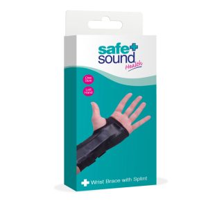 Safe & Sound Health Splinted Wrist Brace - Black - Left or Right Wrist